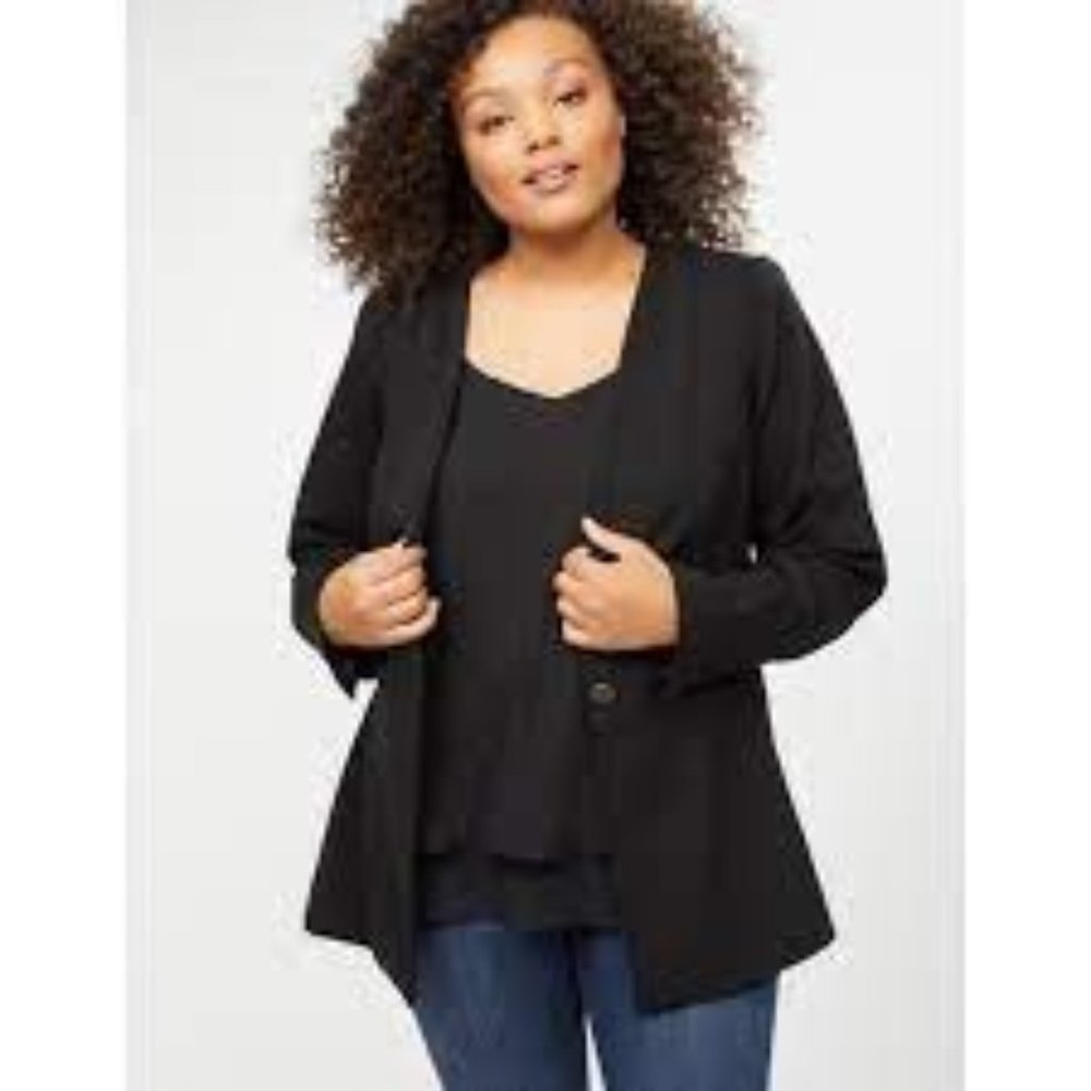 Lane Bryant Women's Black Ponte Peplum Jacket size 22 - Picture 2 of 8